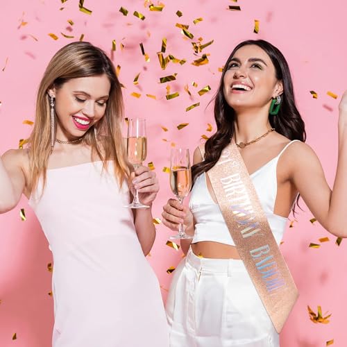 Glitter 21st Birthday Baddie Sash for Women and Men