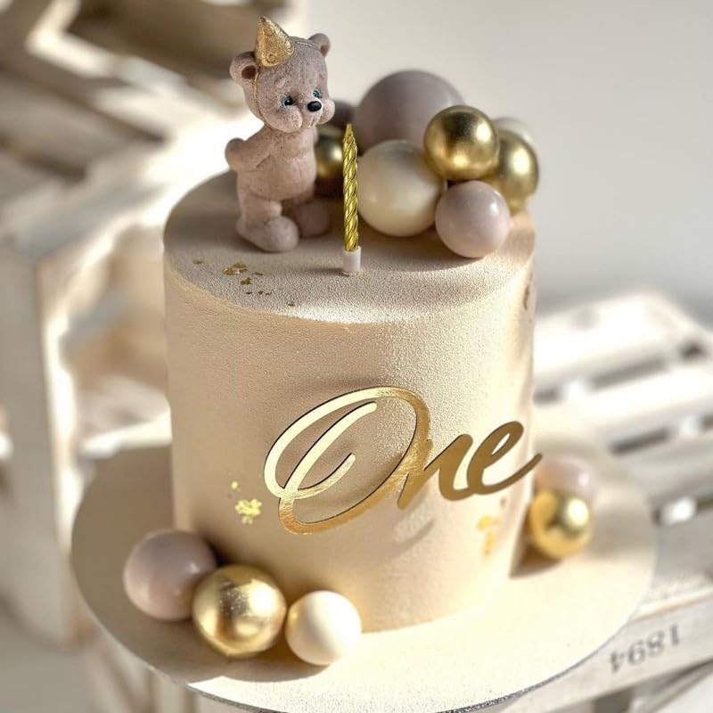 Skiennix Acrylic Mirror Cake Topper - Elegant Gold Baptism Decoration for 1st Birthday & Wedding