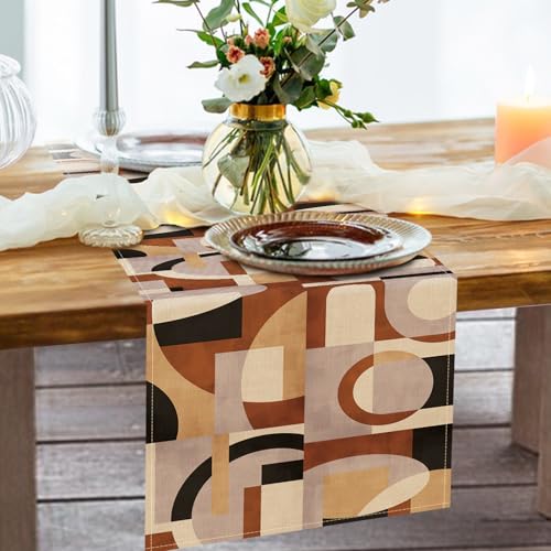 Vintage Mid Century Modern Geometric Table Runner | 13x72