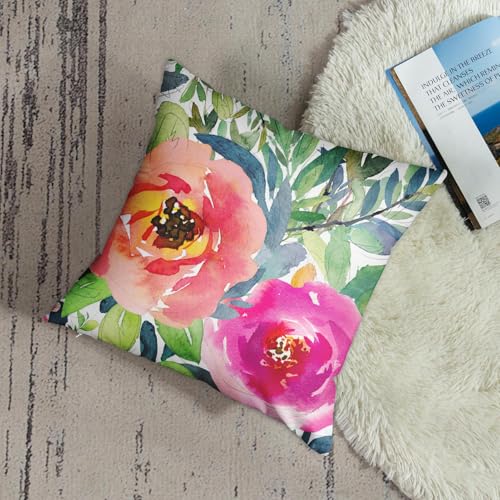 Emvency 20x20 Inch Boho Velvet Body Pillow Cover with Zipper - Pink Floral