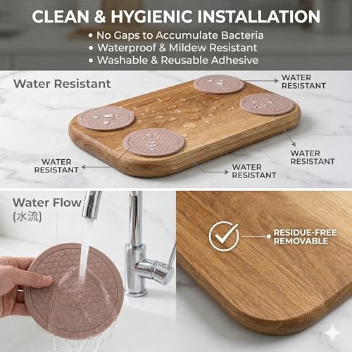 Non-Slip Silicone Cutting Board Feet - 2.36 Inch Gripper Pads