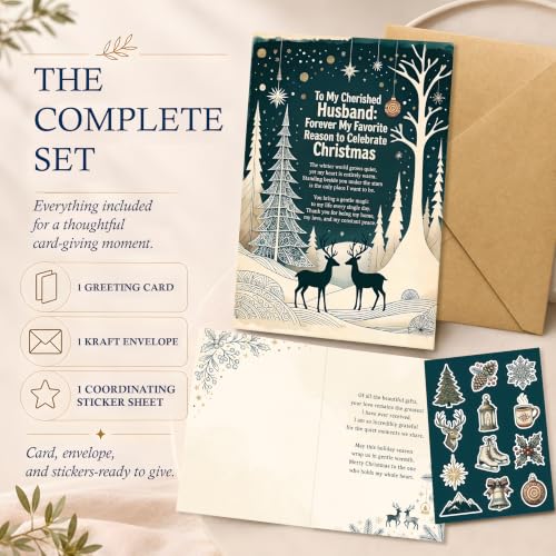 Christmas Card Gift for Husband - Deer Silhouettes - Silver