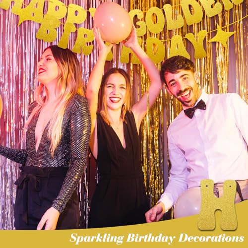 Happy Golden Birthday Banner - Premium Glitter Party Decor