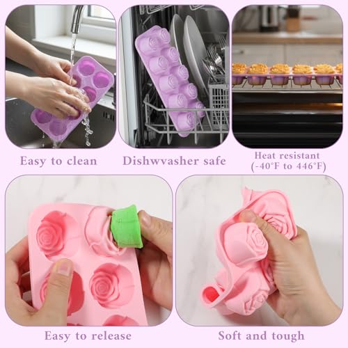 2-Pack Silicone Rose Candy and Chocolate Molds, 20-Cavity Flower Bakeware