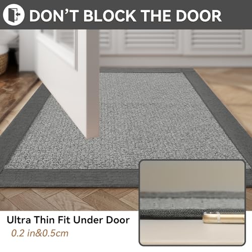 YDKGL Non-Slip Bath Mat, Gray 16" x 24" - Ultra Thin & Absorbent