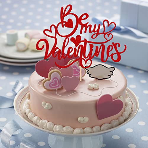 Valentine's Day Cake Topper - Glitter Heart Decoration, 6.3x8.7in