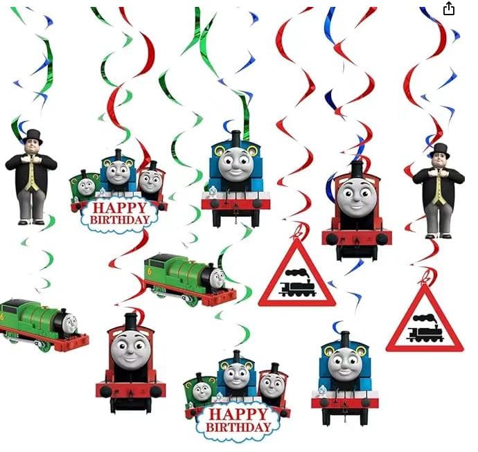 12-Pack Train Hanging Swirls for Birthday Party Decorations