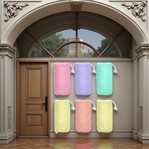 Exfoliating Mesh Soap Pouch 6 Pack Drawstring Foaming Net for Body