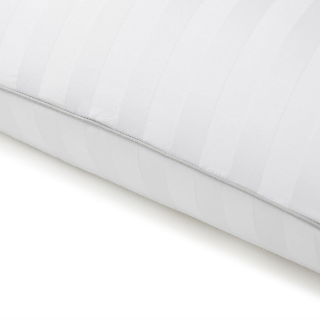 Martha Stewart Medium Soft Feather Down 100% Cotton 500 Thread Count Damask Stripe Embroidered Queen Size Set of 2