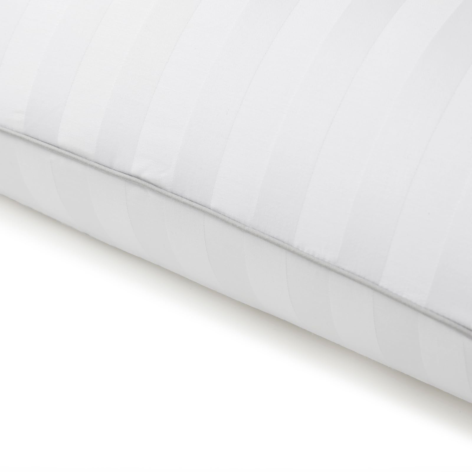 Martha Stewart Medium Soft Feather Down 100% Cotton 500 Thread Count Damask Stripe Embroidered Queen Size Set of 2
