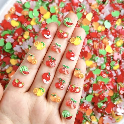 50Pcs 3D Resin Fruit Nail Art Charms Colorful Flatback Gems for Manicure