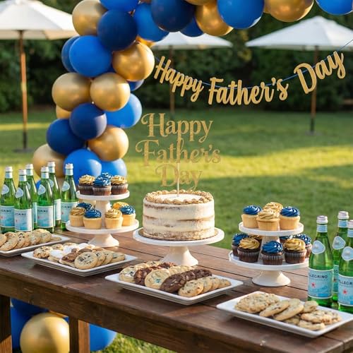 Happy Father's Day Cake Topper - Gold Glitter Decoration