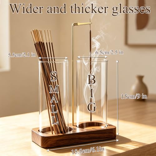 2-in-1 Wooden Incense Holder with Ash Catcher and Stick Storage - MACUSOO