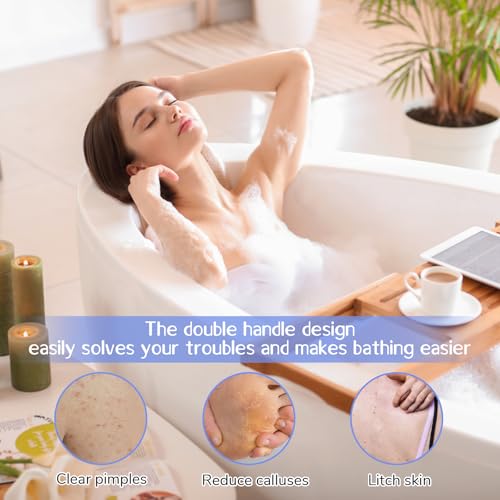 Macuezu 3-Piece Back Scrubber for Shower, Dual-Sided Exfoliating Towel