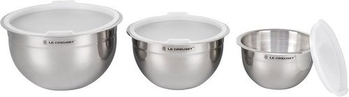 Le Creuset Nested Mixing Bowls Set - 3 Durable Bowls with Nonslip Silicone Base & Airtight Lids