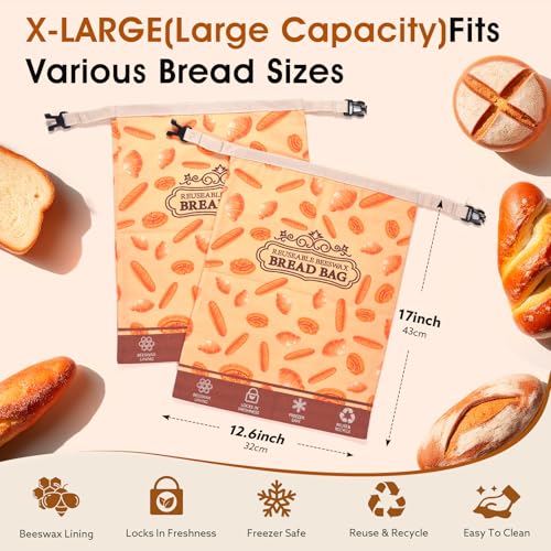 Premium XL Beeswax Bread Bags for Sourdough - Reusable & Eco-Friendly