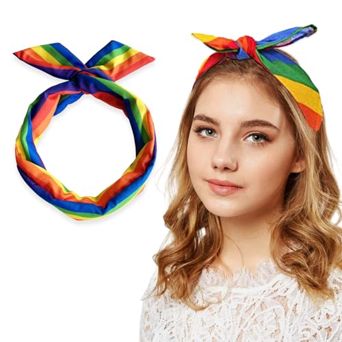 Rainbow Pride Headband with Detachable Bow Festival Hair Accessory