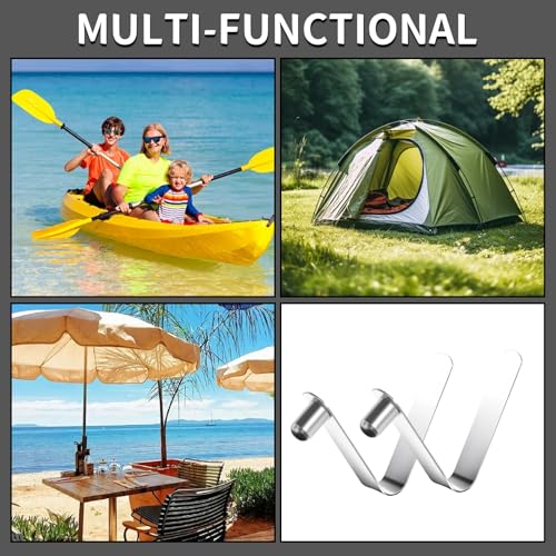 10PCS Stainless Steel Push Pin Clip, Kayak Tent Pole/Paddle Spring Snap/Tent Pole Clips, Tent Pole Push Button Spring Clips for Camping Kayak Paddle Tent Pole, Tube Locking Pin Clips, 8 mm