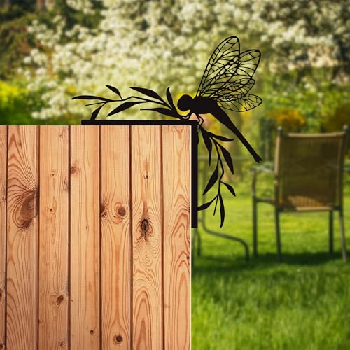 Rajukit Matte Black Metal Dragonfly Wall Art - Waterproof Door Frame Decor