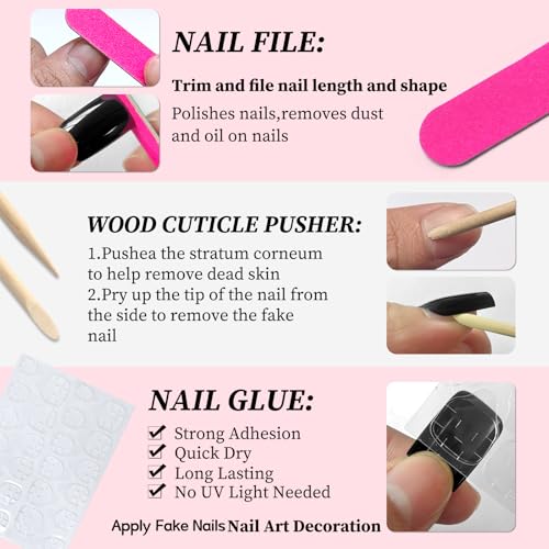 Lifextol Medium Square Press On Nails - 280PC Purple Acrylic Fake Nails