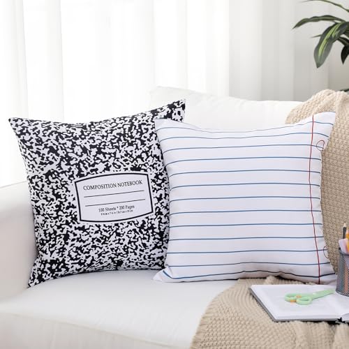 Hahafelt 2 Pack Notebook Design Throw Pillowcases - 18x18 Inches