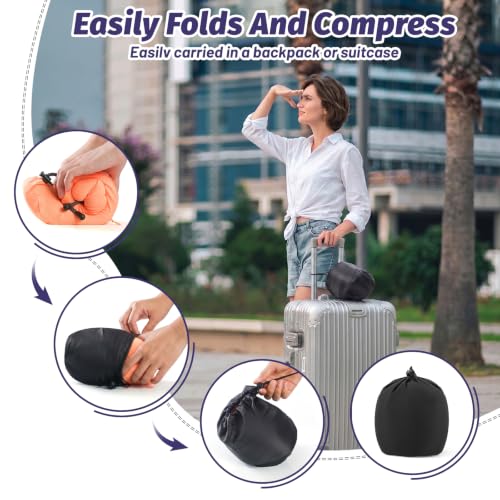 Ergonomic Memory Foam Travel Neck Pillow for Airplane Comfort - Orange