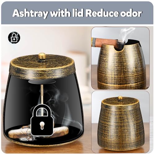 Small Cigar Ashtray with Lid - Windproof Outdoor Decor