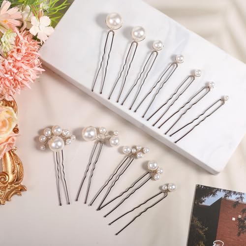 Lusofie 12-Piece Pearl Bobby Pins for Brides and Wedding Hairstyles