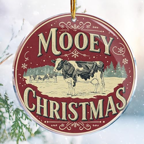 Funny Cow Christmas Ornament - Naughty Farmer Gag Gift Acrylic Decor