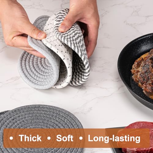 Gray 7-Inch Cotton Rope Trivets for Hot Dishes & Coasters