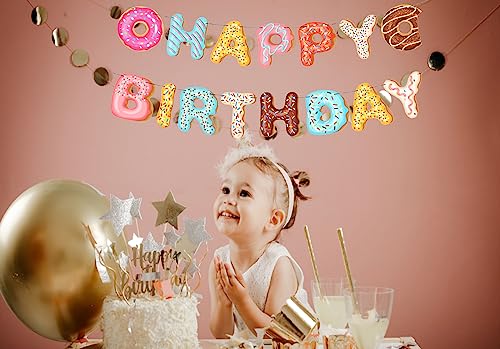 Donut Happy Birthday Banner for Kids Party Decorations