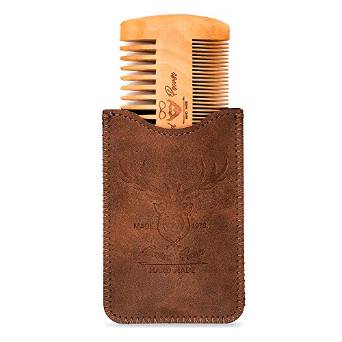 Wooden Beard Comb with Travel Case - Natural Pocket Sized Grooming Tool