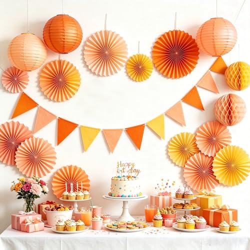DIY Felt Pennant Banner Kit - 12 Orange & Yellow Flags (2.5m)