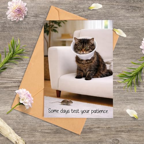 Funny Get Well Soon Card - Grumpy Cat Design, 5x7 with Envelope