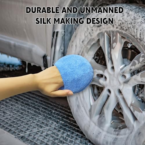 Blue 10-Pack 5-Inch Microfiber Car Wax Applicator Pads for Polishing & Cleaning