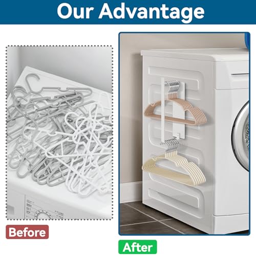 Magnetic Hanger Organizer for Laundry Room, White Carbon Steel Stacker