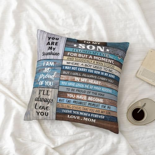 To My Son Throw Pillow Cover - 18x18 Inches - S O N Gift