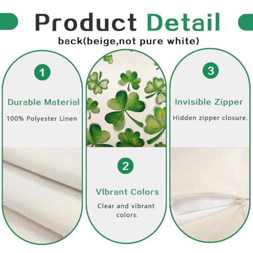 St. Patrick's Day Shamrock Pillow Cover 12x20 Inch - Green