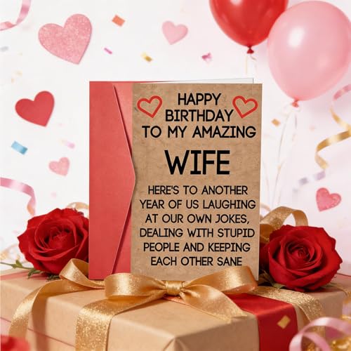 Funny Birthday Card for Wife - Dual-Occasion Greeting Card