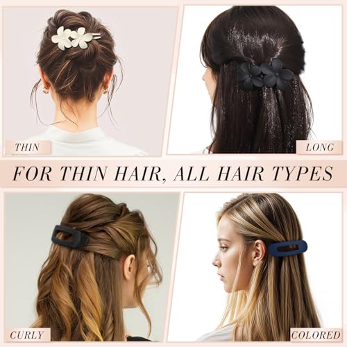 Flat Hair Claw Clips 8 Pcs Matte French Barrette Set for Women