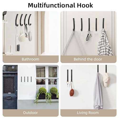 KYOEON 8-Pack Black Wall Mounted Coat Hooks, Heavy Duty Aluminum