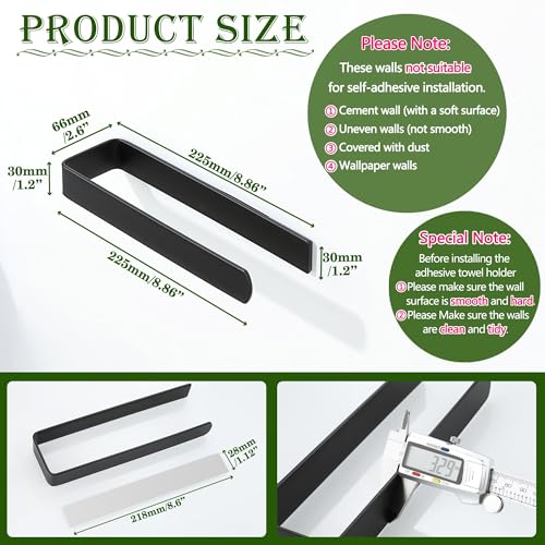 Matte Black Self Adhesive Hand Towel Holder for Bathroom