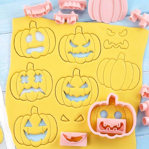 Lutoku Mini Pumpkin Cookie Cutter Set - 3D Halloween Raised Design Stamps