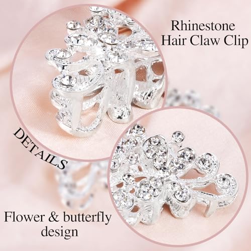 Vovii Rhinestone Hair Claw Clip - Sparkly Small Crystal Hair Claw