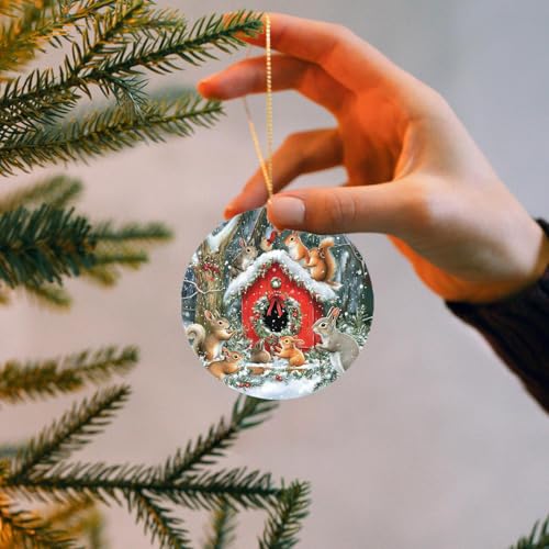 2024 Christmas Ornament - Cozy Squirrels Ceramic Decoration