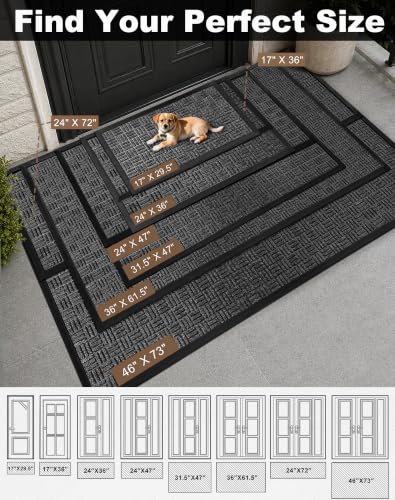Mibao Heavy Duty Outdoor Door Mat - 29.5" x 17" Waterproof Welcome Mat