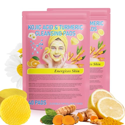Turmeric Kojic Acid Cleansing Pads 80 PCS - Gentle Exfoliating Face Wipes