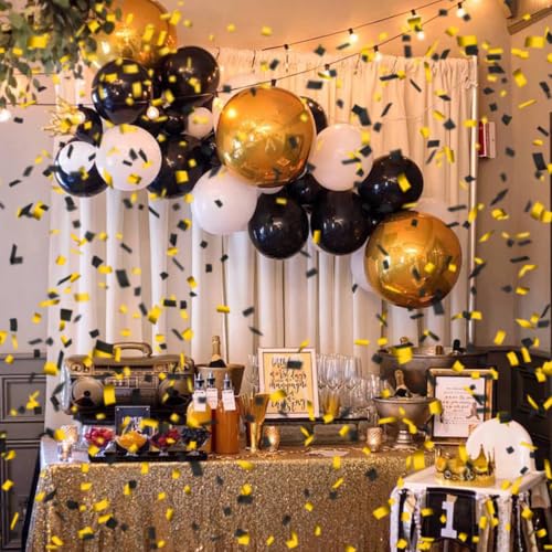 12" Black Gold Confetti Cannon Party Poppers - Set of 2