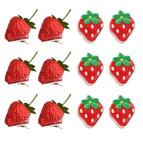 12 PCS Strawberry Hair Claw Clips Cute Plastic Fruit Hair Barrettes