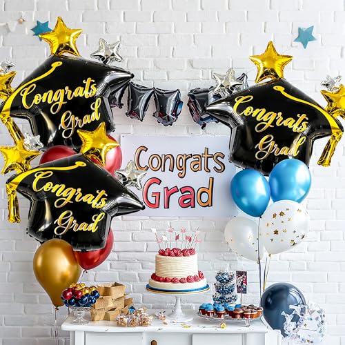 3-Pack Graduation Cap Balloons - Congrats Grad Party Decor